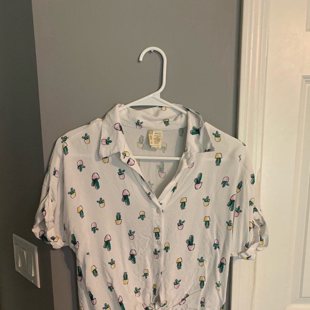 White cactus crop top